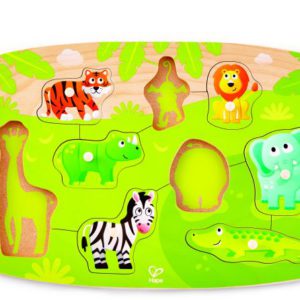 Hape Happy Puzzles Jungle Peg Puzzle - Παζλ Με Τα Ζώα Της Ζούγκλας - 10Τεμ.