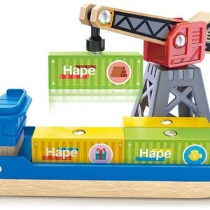 Hape Railway Ξύλινο Cargo Πλοίο & Γερανός