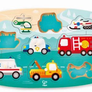 Hape Emergency Peg Puzzle - Παζλ Με Οχήματα Έκτακτης Ανάγκης - 10Τεμ.