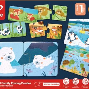 Hape Happy Puzzles Ξύλινο Παζλ Ζωάκια Mum & Baby