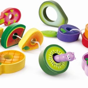 Hape Early Explorer Ξύλινα Φρούτα Με Κορδόνι Caterpillar