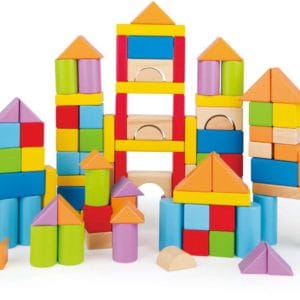 Hape Wooden Blocks - Πολύχρωμα Τουβλάκια Σε Κουτί Αποθήκευσης - 101Τεμ.